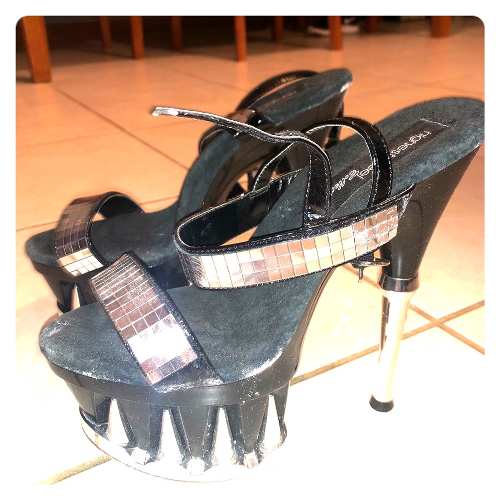 Used Highest Heel shiny bling 6” Platform Sz 7